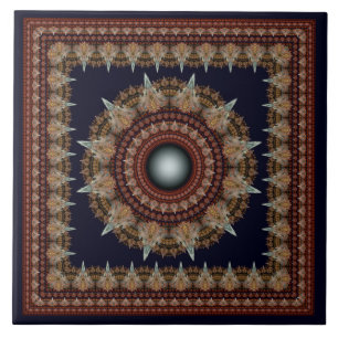 Mättlad kaleidoskopisk fraktalramad ornament kakelplatta