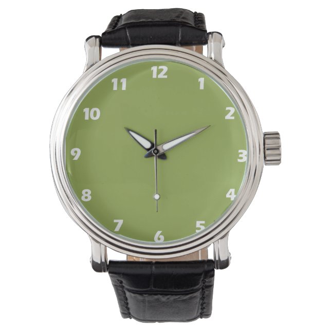 Måttlig grön solid Färg Armbandsur (Framsida)