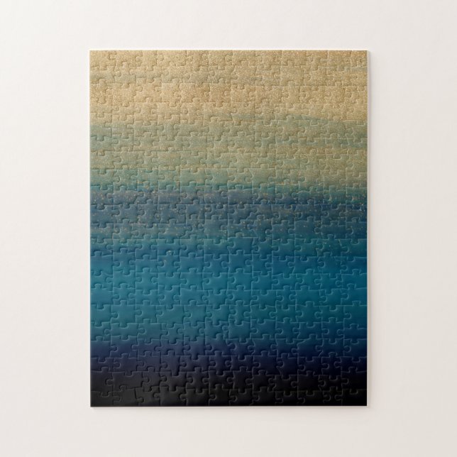 Måttlig målning av blå penseldrag i Guld Pussel (Vertikal)