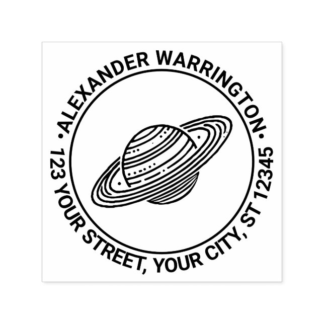 Mättnad med Ringar #4 Namn Returadress Självfärgande Stämpel (Design)