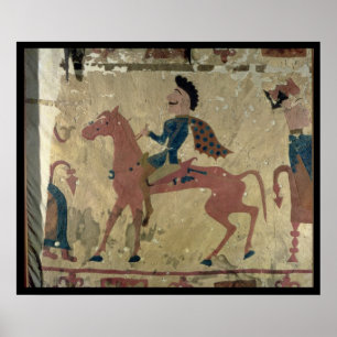 Mattor som avger en monterad krigare poster