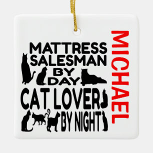 Mattress Salesman Kärlek Cats ANPASSNINGSBAR Julgransprydnad Keramik