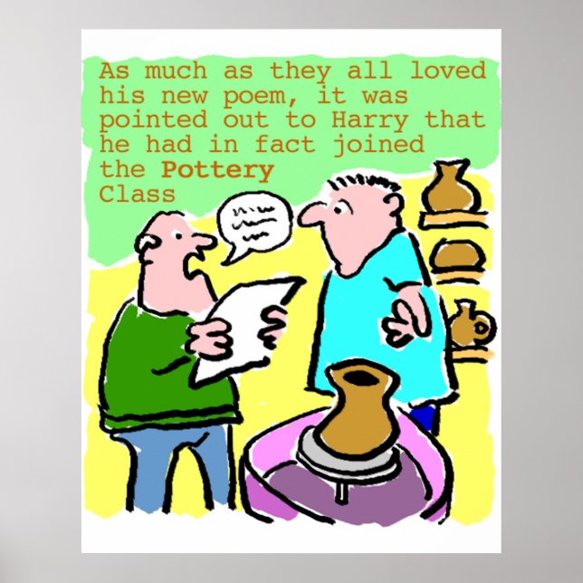 Mature Student läser en Dikt i klassen Pottery Poster (Framsidan)