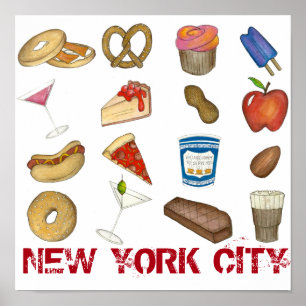 Matutskrift för New York City Foodie NYC Mat Poster