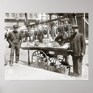 Matvagn i lite Italien, 1908. Vintagefoto Poster