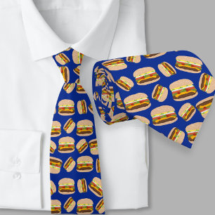 Matvänsblått Mönster Cheeseburgare Slips