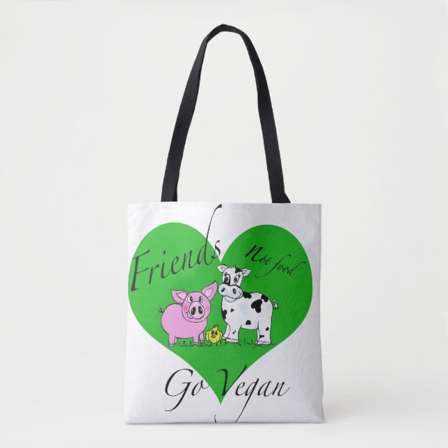 Matveganen för vänner inte hänger lös tygkasse (Framsida)