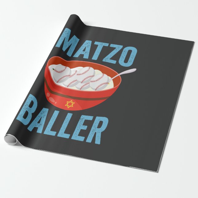 Matzo Baller Funny Baseball Hanukkah Helgdag Gift Presentpapper (Utrullad)