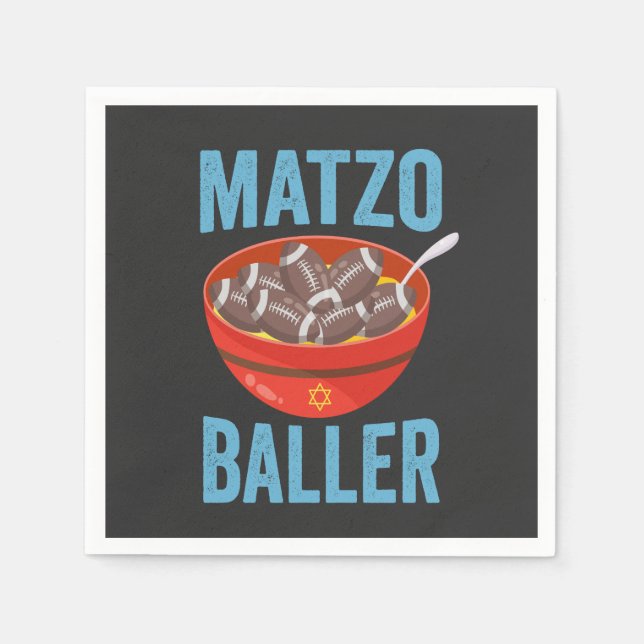 Matzo Baller Funny Football Hanukkah Rugby Gift Pappersservett (Framsidan)