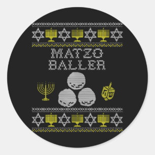 Matzo Baller Funny Hanukkah s Matzah Bollar Runt Klistermärke
