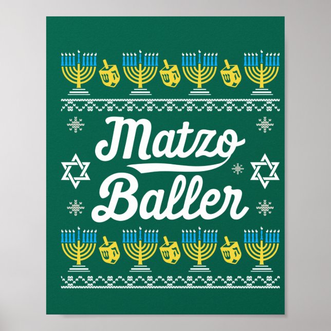 Matzo Baller Långärmad Funny Hanukkah Gifts Poster (Framsidan)