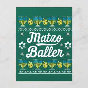 Matzo Baller Långärmad Rolig Hanukkah-present Vykort