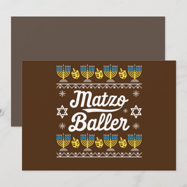 Matzo Baller Long Sleeve Funny Hanukkah Gifts Inbjudningar (Fram/baksida)