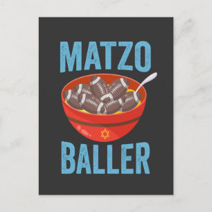 Matzo Boll Funny Fotboll Hanukkah Rugby Present Inbjudan Vykort