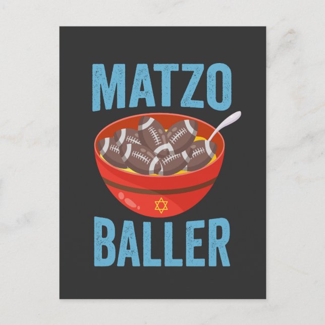 Matzo Boll Funny Fotboll Hanukkah Rugby Present  Inbjudan Vykort (Framsida)