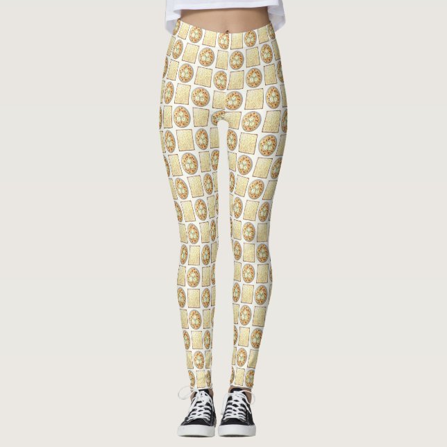Matzo Boll Soppa Matzah Flatbröd Passover-Cuisine Leggings (Framsida)