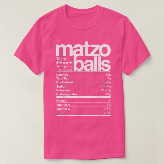 Matzo Bollar Nutritional Facts Jewish Hanukkah Fun T Shirt (Design framsida)
