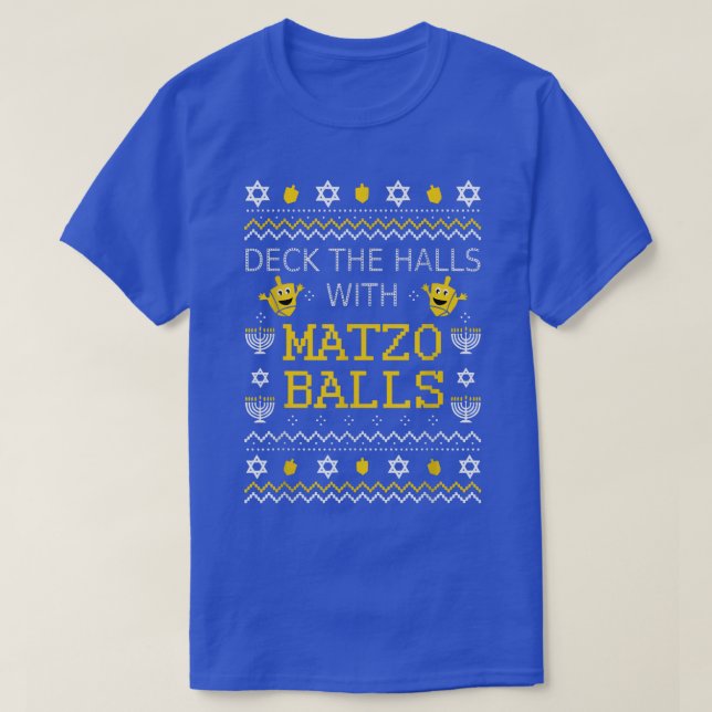 Matzo Bollar Ugly God jul Smycke judisk Hanukkah T Shirt (Design framsida)