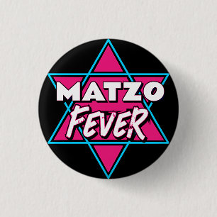 Matzo Feber Blå Rosa 70-tals Disco Stjärna Judisk Knapp