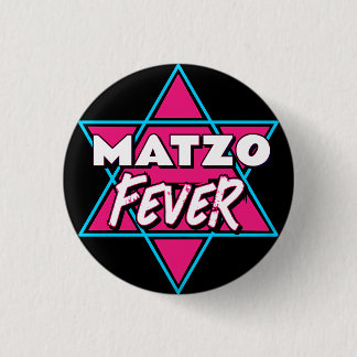 Matzo Feber Blå Rosa 70-tals Disco Stjärna Judisk Knapp