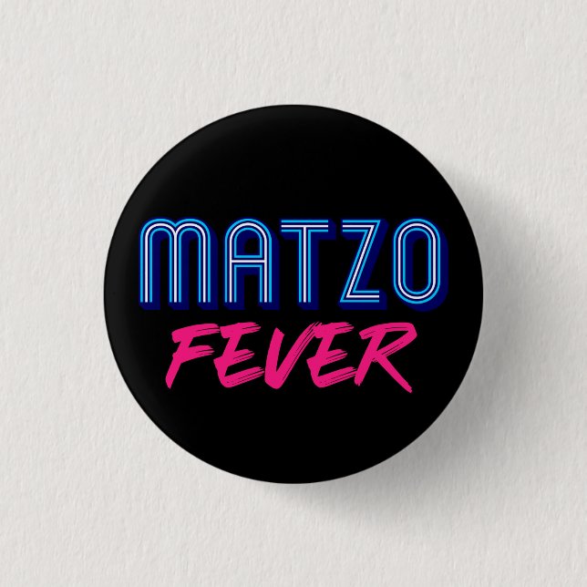 Matzo Fever Blue Rosa 70s Disco Slogan Jewish Knapp (Framsida)