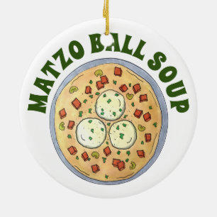 Matzo Matzah Boll Soppa judiskt Cuisine Passover Julgransprydnad Keramik