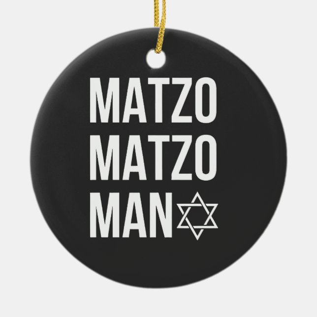Matzo Matzo Man Jewish Hanukkah Julgransprydnad Keramik (Framsidan)