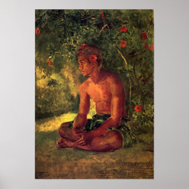 "Maua, A Samoan" - John LaFarge Print Poster (Framsidan)