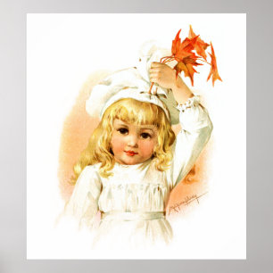 Maud Humphrey: Höstflicka med lönnblad Poster