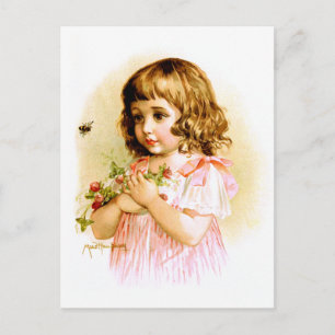 Maud Humphrey: Sommarflicka med blommor och Bee Vykort