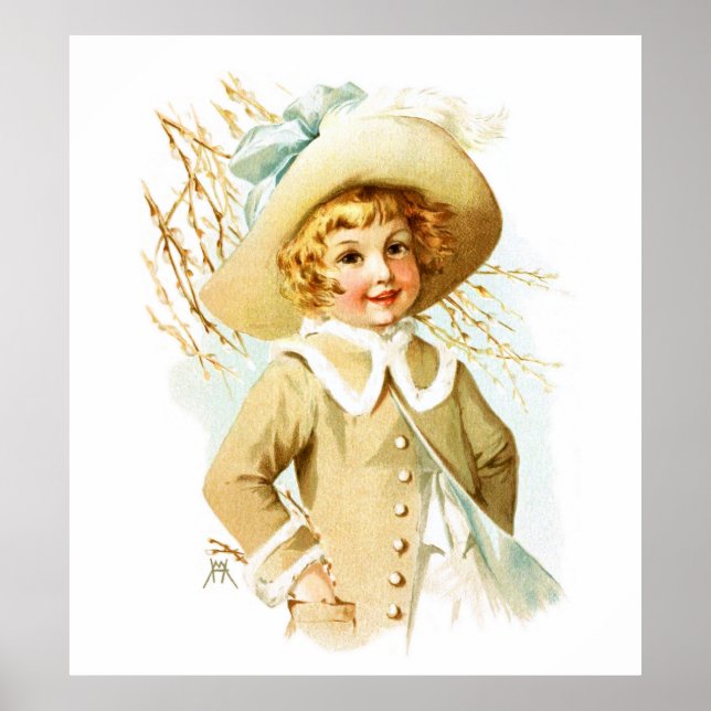 Maud Humphrey: Vår Girl under Willow Catkin Poster (Framsidan)