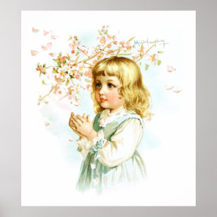 Maud Humphrey: Vårflicka under fruktträdgårdträd Poster
