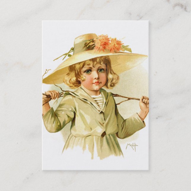 Maud Humphrey: Vinterflicka med gren Visitkort (Framsida)