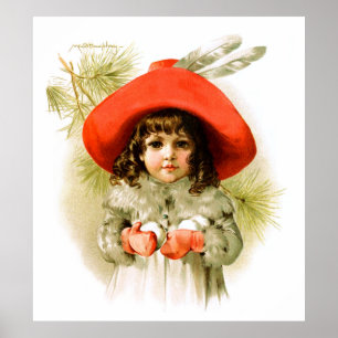 Maud Humphrey: Vinterflickan med kastar snöboll Poster
