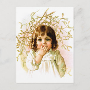 Maud Humphrey: Winter Girl under Mistletoe Vykort