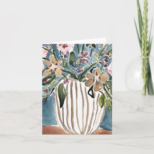 Maude Blue Blommigt Greeting Card Kort (Framsida)