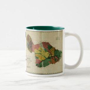 Maui 1885, vintageHawaii karta Två-Tonad Mugg