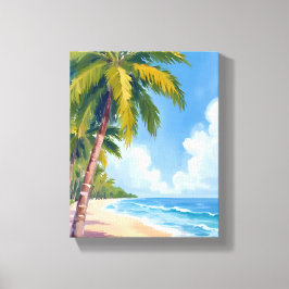 Maui Beach Handflatan Träd Hawaii Painting Canvastryck