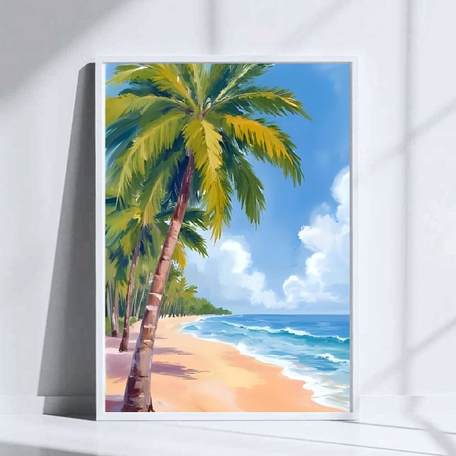 Maui Beach Handflatan Träd Hawaii Painting Poster (Skapare uppladdad)