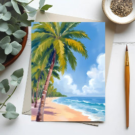 Maui Beach Handflatan Träd Painting Vykort