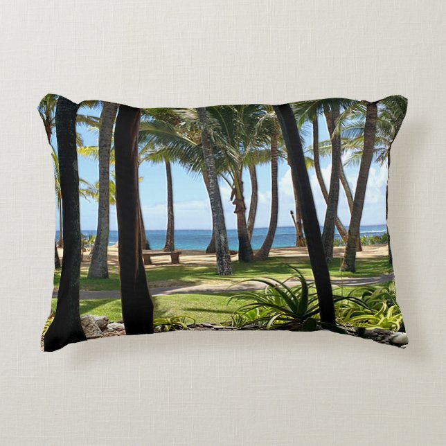 Maui Beach Hawaii Handflatan Träd Prydnadskudde (Framsidan)