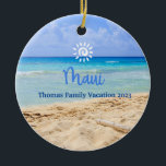 Maui Beach Julgransprydnad Keramik<br><div class="desc">Cute personalizable Maui souvenir. Anpassning: Ändra rubrik och år för att göra den unik.</div>