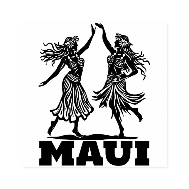 Maui Bevackra Hawaiian Hula Dancer Rubber Frimärke Stämpel (Tryck)