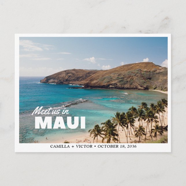 Maui Bröllops QR-kod Beach Spara datum vykort (Framsida)