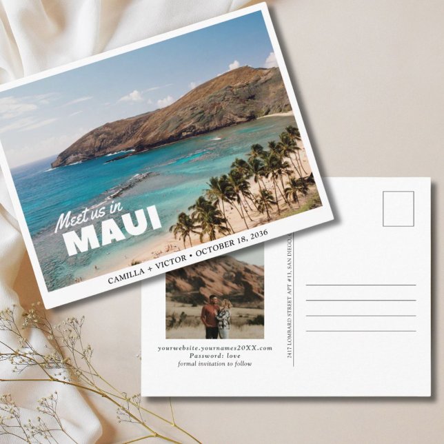 Maui bröllopsstrand Spara datum Postkort Vykort (Maui Wedding Beach Save the Date Postcard
)