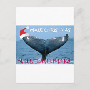MAUI CHRISTMAS "MELE KALIKIMAKA" WHALE SVAN CARD HELG VYKORT