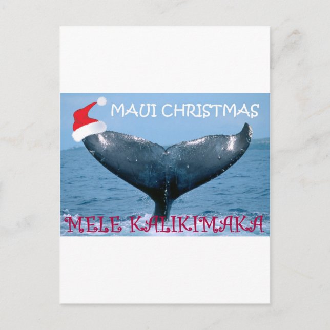 MAUI CHRISTMAS "MELE KALIKIMAKA" WHALE SVAN CARD HELG VYKORT (Framsida)