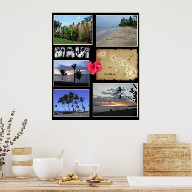 Maui Collage with Your Photos and Date Poster (Kök)