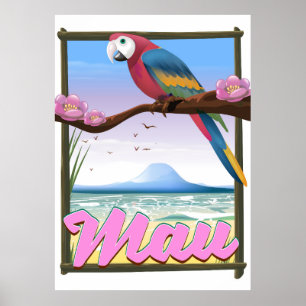 Maui Hawaii-affisch för tropisk papegoja Poster
