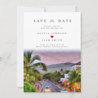 Maui Hawaii Akvarell Save the Date Bröllop Inbjudningar
